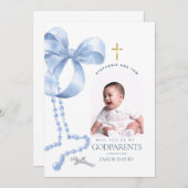 Peetoom Voorstel Jongen, Blauwe Strik & Rozenkrans Kaart (Voorkant / Achterkant)