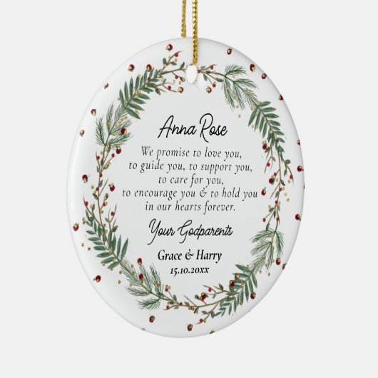 Peetouders Beloven aan Godchild doopsel Keramisch Ornament (Rechts)