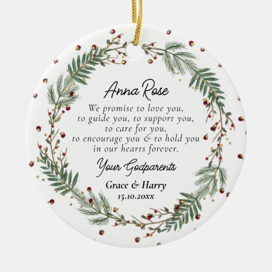 Peetouders Beloven aan Godchild doopsel Keramisch Ornament (Voorkant)