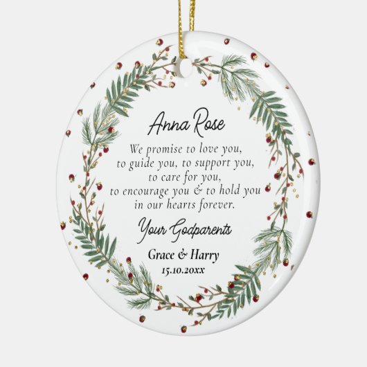 Peetouders Beloven aan Godchild doopsel Keramisch Ornament (Links)