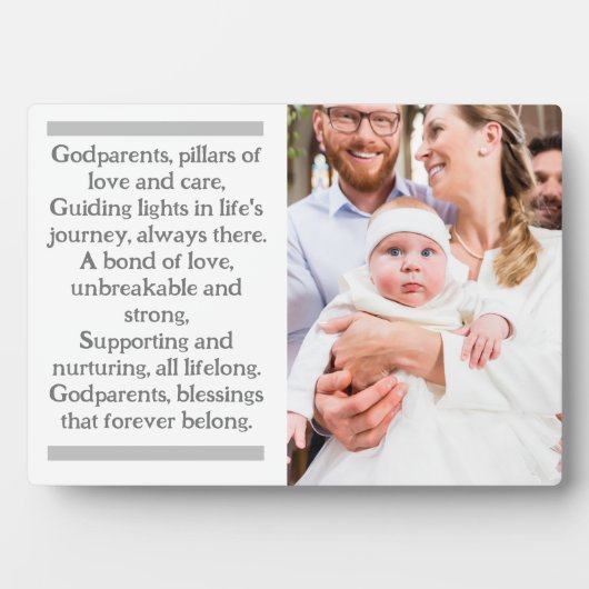 Peetouders en Godchild Custom Plaque met Ezel Fotoplaat (voorkant)