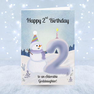 Peettante Gelukkige 2e Verjaardag Sneeuwpop Bouwen Kaart
