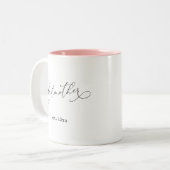 peettante vastgesteld datum tweekleurige koffiemok (Voorkant links)