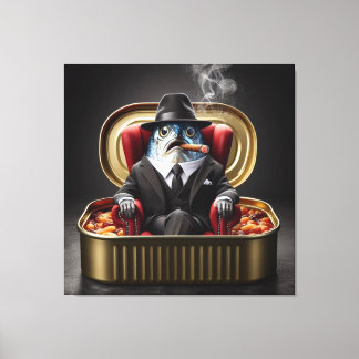 Peetvader Sardine Mafia Baas Vis Cartoon Kunst Canvas Afdruk
