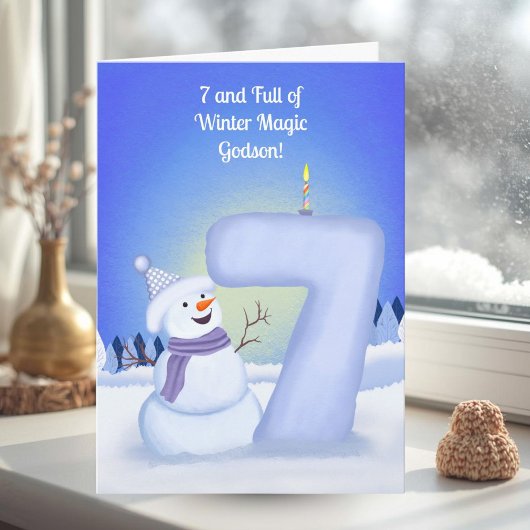 Peetzoon Gefeliciteerd 7e verjaardag Sneeuwman Kaart