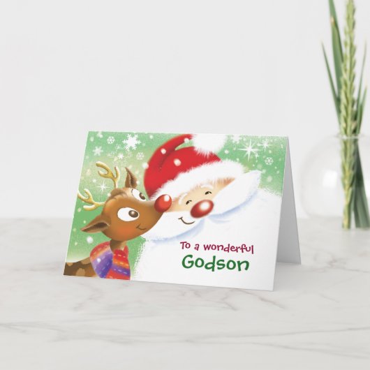 Peetzoon, Kerstmis, Leuke Rendier & Kerstman Kaart (Voorkant)