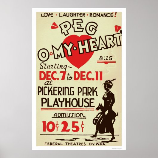Peg Omy Heart Drama 1940 WPA Poster (Voorkant)