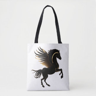 Pegaso Dorado Negro Tote Bag