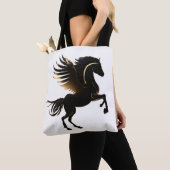 Pegaso Dorado Negro Tote Bag (Dichtbij)