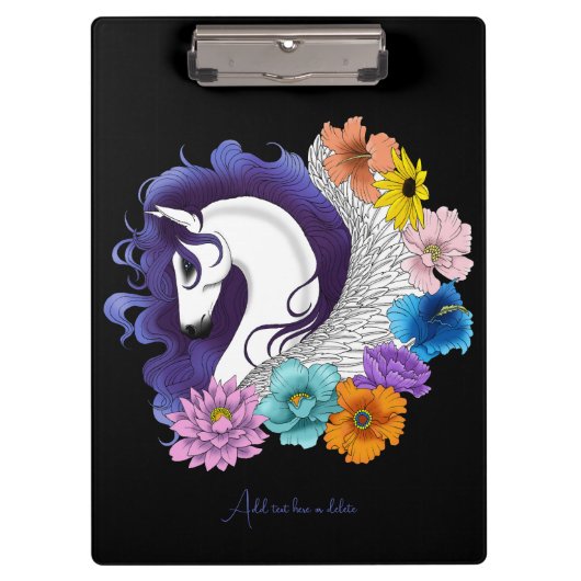 Pegasus Black Floral Klembord (Voorkant)