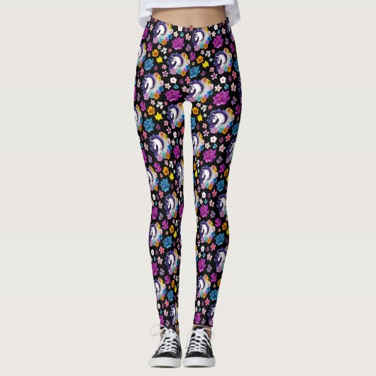 Pegasus Black Floral Leggings (Voorkant)
