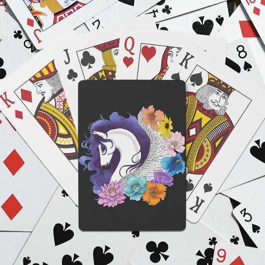 Pegasus Black Floral Pokerkaarten