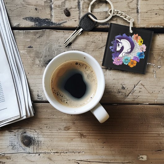 Pegasus Black Floral Sleutelhanger