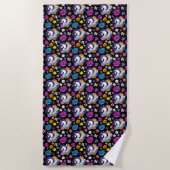 Pegasus Black Floral Strandlaken (Voorkant)