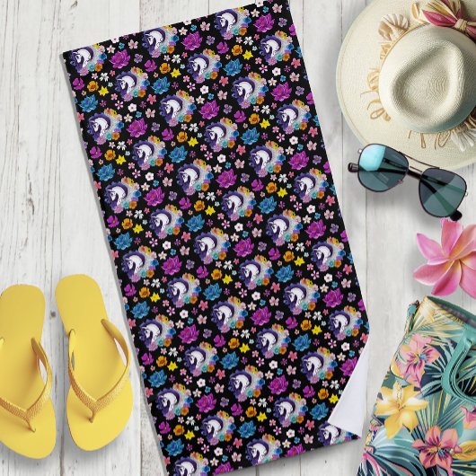 Pegasus Black Floral Strandlaken
