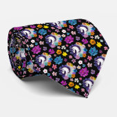 Pegasus Black Floral Stropdas (Opgerold)