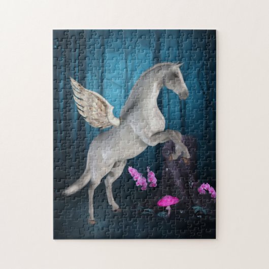 Pegasus Blue Forest Fantasy Horse Art Legpuzzel (Verticaal)