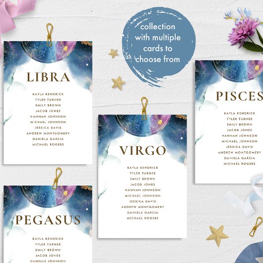 Pegasus Celestial Seating Plan Card met Guest Name