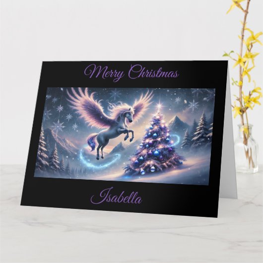 Pegasus Christmas Fantasy Kaart (Gele Bloem)