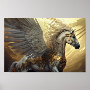 Pegasus de Winged Horse in Gulden en Grays Poster
