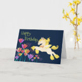 Pegasus en Colorful Flowers vliegende paard Birthd Kaart (Gele Bloem)