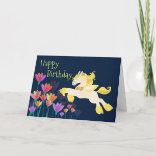 Pegasus en Colorful Flowers vliegende paard Birthd Kaart