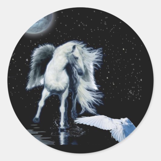 PEGASUS- EN WITTE RAVEN Collectie Ronde Sticker (Voorkant)