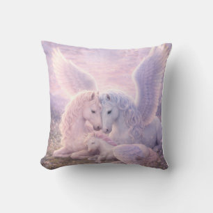 Pegasus Familie – Zachte Pastel Fantasie Canvas Ku Kussen