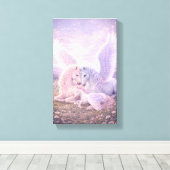 Pegasus Family – Soft Pastel Fantasy Canvas Art Afdruk (Insitu (Houten vloer))