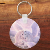 Pegasus Family – Soft Pastel Fantasy Canvas Art Sleutelhanger (Voorkant)