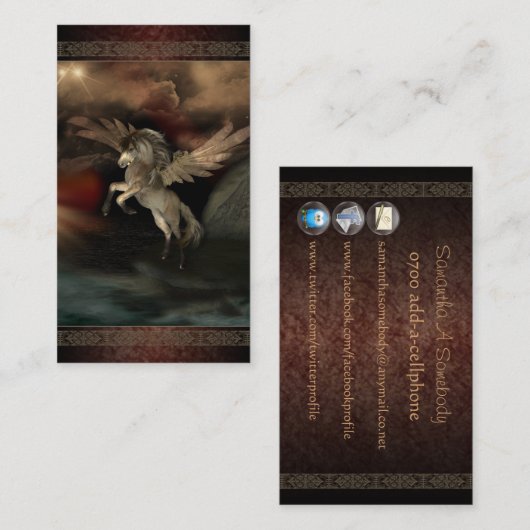 Pegasus Fantasy Art Profile-kaarten Visitekaartje (Voorkant / Achterkant)