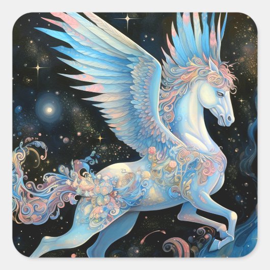 Pegasus Fantasy Art Vierkante Sticker (Voorkant)