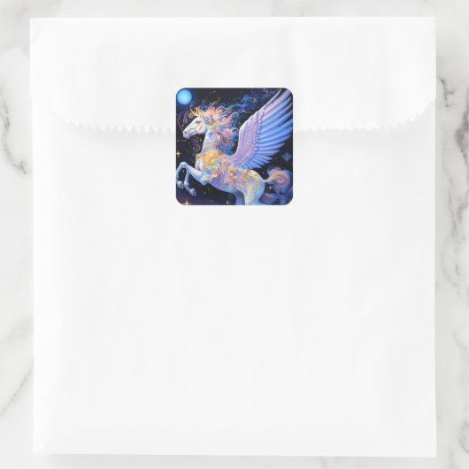 Pegasus Fantasy Art Vierkante Sticker (Tas)