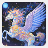 Pegasus Fantasy Art Vierkante Sticker (Voorkant)