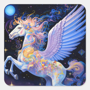 Pegasus Fantasy Art Vierkante Sticker