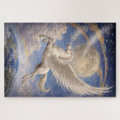 Pegasus Flying Between Earth And Moon Fantasy Art Legpuzzel (Horizontaal)