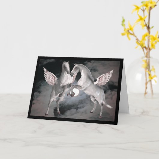 Pegasus Full Moom Fantasy Horses-fotokaart Kaart (Gele Bloem)