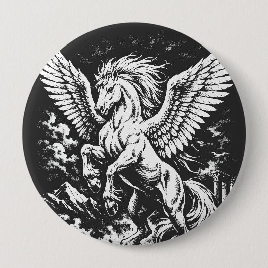 Pegasus — Gevleugelde Bode van de Storm Ronde Button 4,0 Cm (Voorkant)