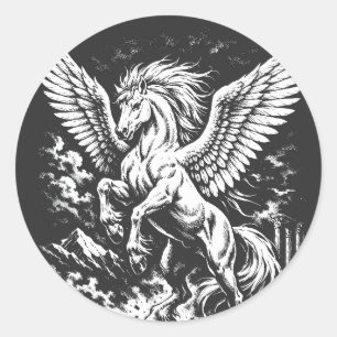 Pegasus — Gevleugelde Boodschapper van de Storm Ronde Sticker