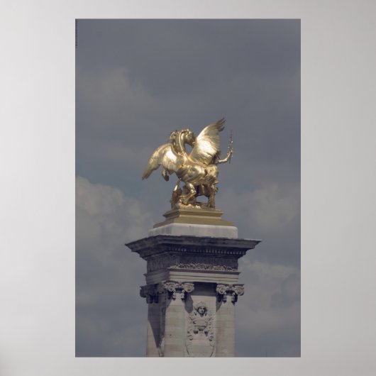 Pegasus Gilded bronze standbeeld skulptur Paris Po Poster (Voorkant)
