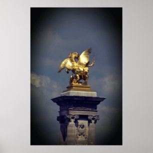 Pegasus Gilded bronze standbeeld skulptur Paris Po Poster