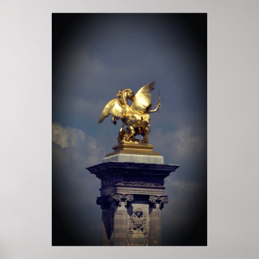 Pegasus Gilded bronze standbeeld skulptur Paris Po Poster (Voorkant)