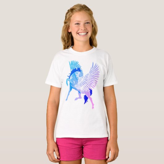 Pegasus Griekse mythologie schinged paard T-shirt (Voorkant volledig)