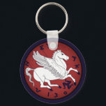 Pegasus, het witte paard van de Griekse mythologie Sleutelhanger<br><div class="desc">Pegasus, het beroemde witte paard van de Griekse mythologie, de nakomelingen van de Gorgon Medusa. Dit noodlijdende ontwerp is geïnspireerd op een oude Griekse munt van Syracuse en heeft een vliegende Pegasus, het triskelion-symbool en het Syracuse-opschrift in het Grieks.</div>