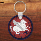 Pegasus, het witte paard van de Griekse mythologie Sleutelhanger (Voorkant)