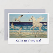 Pegasus Horse and Zee Gulls Fantasy briefkaart (Voorkant / Achterkant)