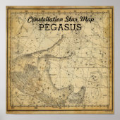 Pegasus Horse Constellation Star Map Andromeda Poster (Voorkant)