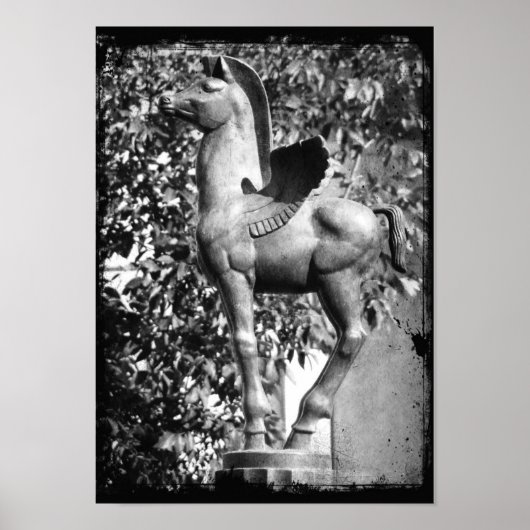 Pegasus in Black en White Grunge Poster (Voorkant)