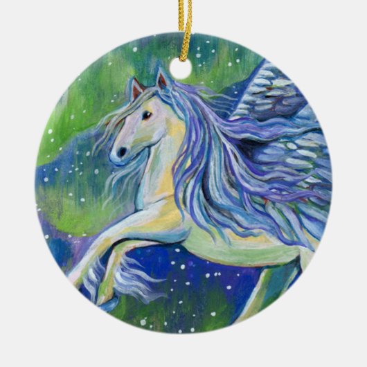 Pegasus in het noorderlicht keramisch ornament (Voorkant)