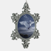 Pegasus in vlucht tin sneeuwvlok ornament (Links)